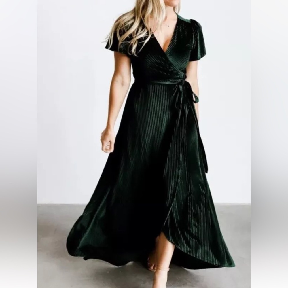 Baltic Born Andi Ribbed Velvet Wrap Dress